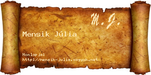 Mensik Júlia névjegykártya